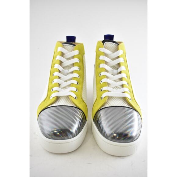 Christian Louboutin Mens Louis Orlato Flat White Yellow High Top Sneaker 45 12 - Picture 5 of 12